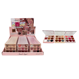 PALETA DE SOMBRAS ROSE 9 CORES AMOR ANJO CX 24 PÇS