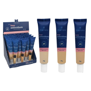BASE MATTE TONS MÉDIOS ANTIOXIDANTE MULTIFUNCIONAL MIA MAKE CX 24 PÇS
