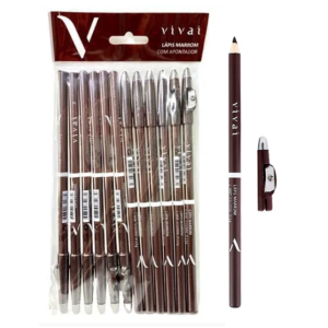 LÁPIS MARROM COM APONTADOR VIVAI PCT 12 PÇS